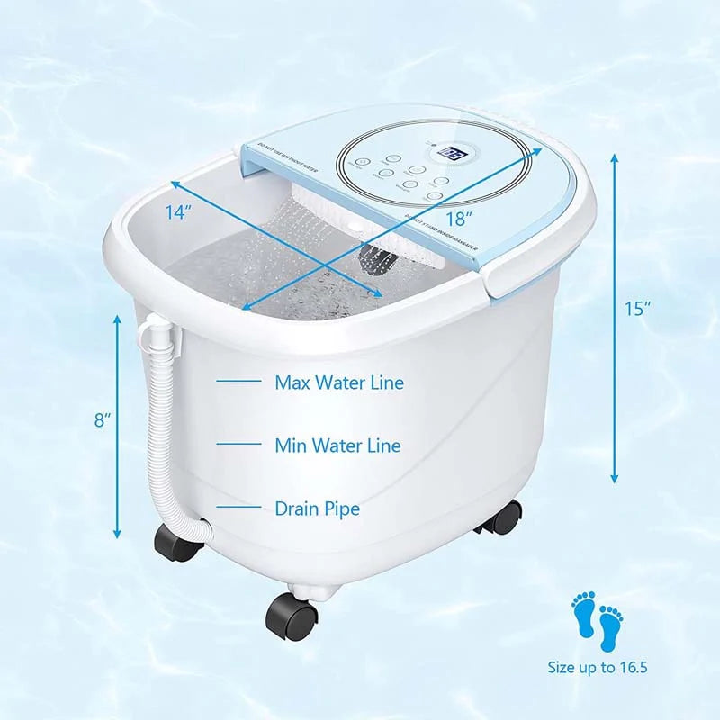 Foot Spa Bath Massager Pedicure Spa Tub with Heat, 2 Rollers, 4 Shiatsu Massagers, Temperature Control, Timer, 3-Angle Shower