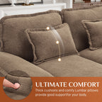 Wiilayok U Shaped Cloud Couch Modular Sectional Sofa 124" Extra Deep Fluffy Chenille Double Chaise Lounge, Central Console w/ Dual USB-C & A Ports, Storm Gray
