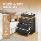 2 Set of Bedside Table 3 Drawers With LED Light