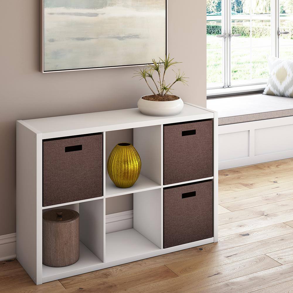 4568 30 in. H x 43.82 in. W x 13.50 in. D White Wood Large 6- Cube Organizer