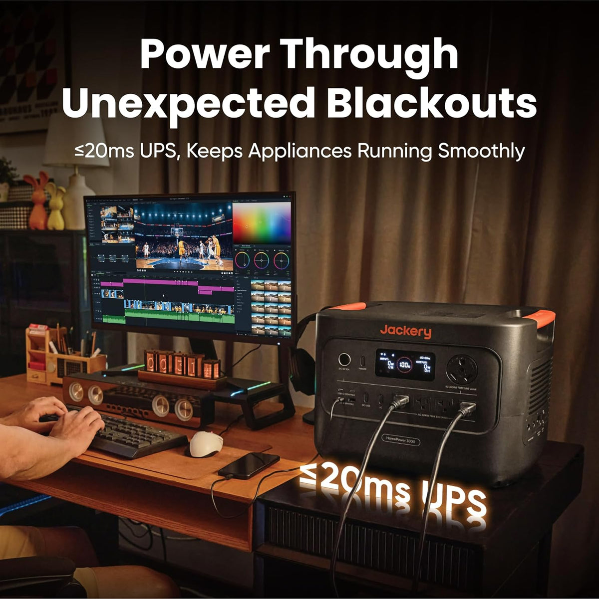 Jackery HomePower 3000 Portable Station with 2X 200W Panels  3600W (7200W Surge)  3072Wh LFP Battery  USB-A/C  Home Backup  RV & Emergencies  Grey
