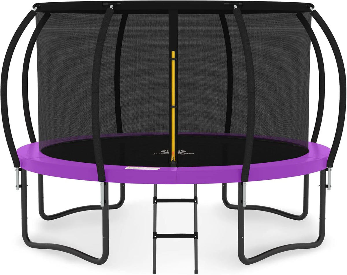 JUMPZYLLA Trampoline 8FT 10FT 12FT 14FT 15FT 16FT Trampoline with Enclosure - Recreational Trampolines with Ladder and AntiRust Coating, ASTM Approval Outdoor Trampoline for Kids