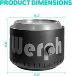 Werph 17-Inch Compact Propane Gas Fire Pit, 58,000 BTU, Lightweight with Locking 2-in-1 Lid & Pumice Stones, Perfect for Camping, RV, Picnic, Fishing, and Backyard, Black