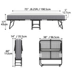 Folding Bed with Mattress 75" x 31" Cot Size Folded Bed, Rollaway Guest Bed Portable Foldable Extra Bed for Adults Daybed with 5" Memory Foam Mattress Space-Saving Sturdy Metal Grid Frame