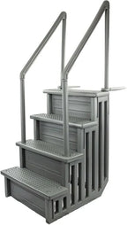 Select Anti-Slip in-Pool Steps | Gray | for Above Ground Swimming Pools | Can Mount to Decks 48" to 54" H | Safety Stairs Capacity Up to 300 lbs