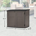 Suncast 34 Cu Ft Horizontal Resin Storage Shed - Outdoor Storage Shed with Floor Included  Lockable  Weatherproof  Fits Small to Medium Trash Cans  Generators  & Garden Tools  Stoney Black
