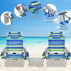 2 Pack 5-Position Outdoor Folding Backpack Beach Chair & Table Set, Patio Lawn Camping Chair Beach Sling Chair