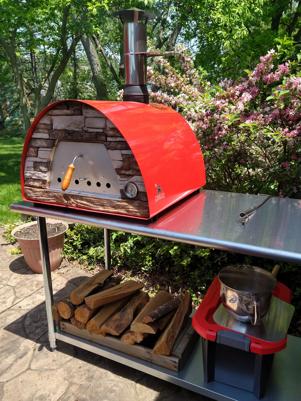 Authentic Pizza Ovens Maximus Portable Wood-Fired Pizza Oven �C Red, Outdoor Pizza & Bread Oven