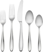 Lenox Silverware Set, Cantera 65-Piece Flatware Set, Service For 12, Dishwasher Safe, 18/10 Stainless Steel, Knives Spoons And Forks Sets, Home And Kitchen Serving Utensils (Silver, 65 Pieces)