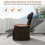 Outdoor Rattan 360�� Swivel Recliner Chair, Patio Wicker Chaise Lounge Chair with Adjustable Backrest & Footrest, Flip Side Table & Cushions