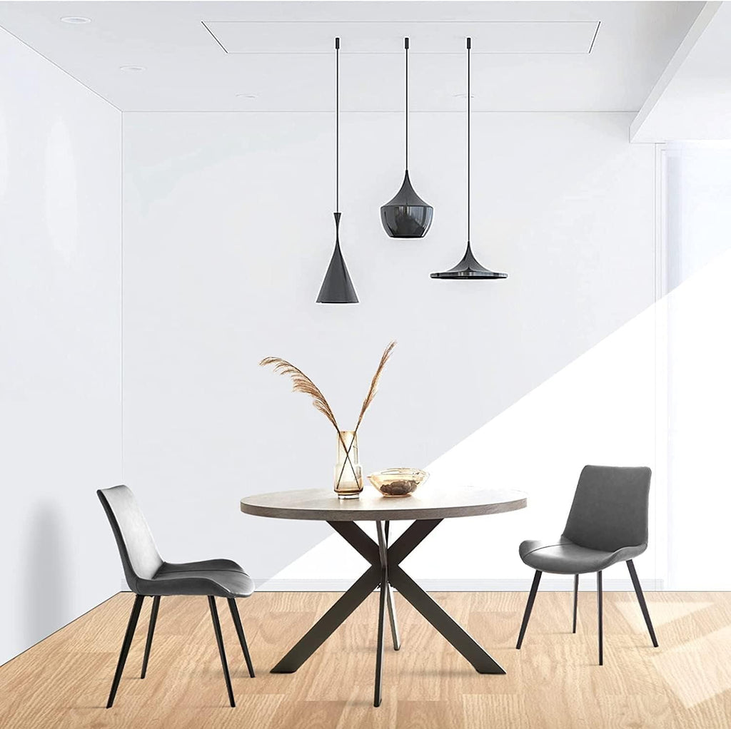 Round Dining Table Set, Mid Century Modern 47 INCH, Leisure Coffee Table, Saving Space (Grey)