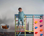 Avenlur Magnolia Indoor Playground 6-in-1 Jungle Gym Montessori Waldorf Style Wooden Climber Playset Slide, Rock Climbing Wall, Rope Wall Climber, Monkey Bars, Swing for Toddlers, Children Kids 2-8yrs