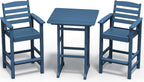 SERWALL Balcony Adirondack Chairs and Table 3 Pieces Set  Adirondack Bar Height Chairs Set of 2 and Bar Table  Outdoor Bar Stools Set for Bistro  Poolside  Backyard  Blue