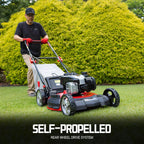 PowerSmart Self Propelled Gas Lawn Mower  22-Inch with 140cc Briggs and Stratton E550 Engine 3-in-1 Rear-Wheel Drive Lawnmower with Bagging
