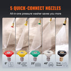 VEVOR Gas Powered Pressure Washer 3400 PSI 2.6 GPM  with Spray Gun and Extension Wand  5 Quick Connect Nozzles  Copper Pump