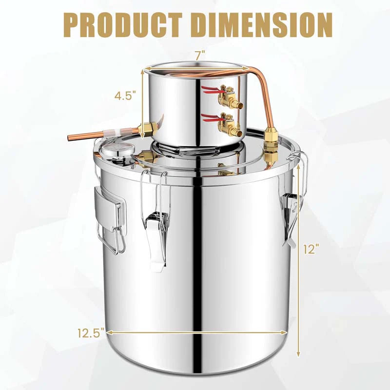 5/10 Gal 2 Pots Alcohol Still Home Brewing Kit, 40L Stainless Steel Water Alcohol Distiller, Wine Making Kit for Whiskey Brandy Beer