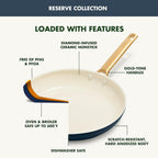 Reserve Hard Anodized Healthy Ceramic Nonstick 10 Piece Cookware Pots and Pans Set, Gold Handle, PFAS-Free, Dishwasher Safe, Oven Safe, Black