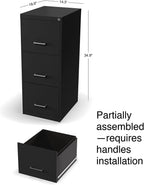 Staples Vertical File Cabinet for Letter/Legal Files, 3-Drawer, Letter/Legal Compatible, Locking, Black