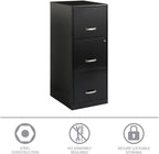 BOWERY HILL 3 Drawers 35.5" Vertical Black Metal Filing Cabinet Lockable Pre-Assembled Stationary Letter Size for Home, Office
