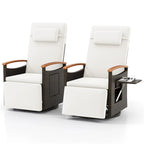 Outdoor Rattan 360�� Swivel Recliner Chair, Patio Wicker Chaise Lounge Chair with Adjustable Backrest & Footrest, Flip Side Table & Cushions