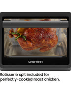 CHEFMAN Multifunctional Digital Air Fryer+ Rotisserie, Dehydrator, Convection Oven, 17 Touch Screen Presets Fry, Roast, Dehydrate, Bake, XL 10L Family Size, Auto Shutoff, Large Easy-View Window, Black