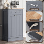 HARIPUL Single Tilt Out Trash Cabinet for 13 Gallon Waste Bin, Free Standing Kitchen Trash Can Cabinet with Drawers, White