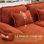 Wiilayok U Shaped Cloud Couch Modular Sectional Sofa 124" Extra Deep Fluffy Chenille Double Chaise Lounge, Central Console w/ Dual USB-C & A Ports, Storm Gray