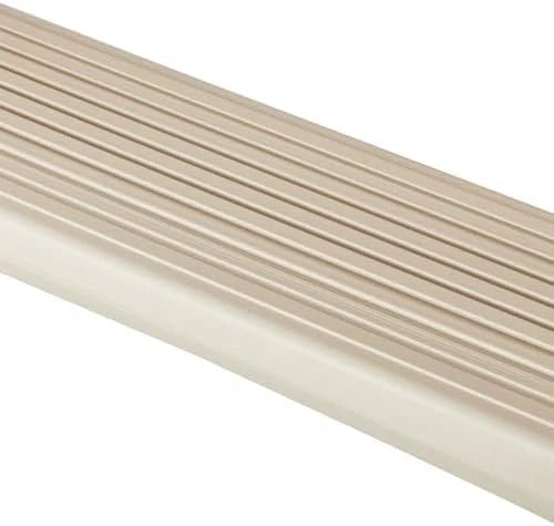 Confer Plastics 7200 Roll Guard 48" to 56" Adjustable A Frame Safety Ladder For Above Ground Outdoor Patio Swimming Pool Platform Ladder with Step Barrier, Warm Grey