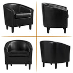 Renwick Faux Leather Barrel Accent Chair for Living Room, Set of 2, Black