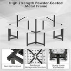 4-8 Person Outdoor Picnic Table Bench Set, All-Weather HDPE Square Dining Table with Umbrella Hole, 4 Benches & Metal Frame for Patio Backyard