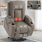 Lazy Boy Power Lift Recliner Chair, Modern Single Motor Massage Sofa Chair with Lumbar Heating, USB Charging Port, Cup Holders