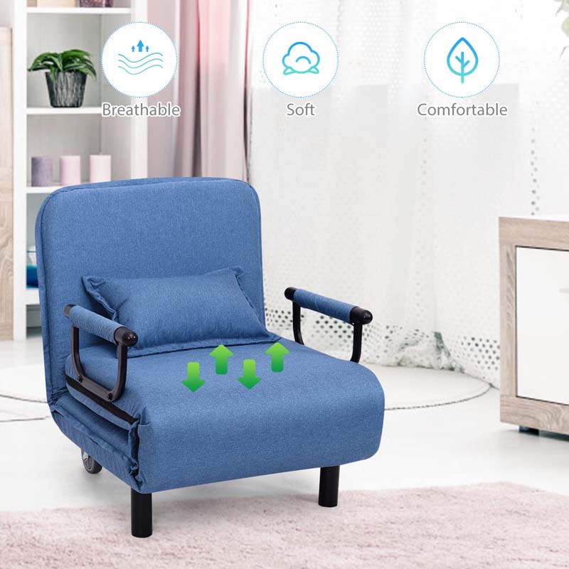 26.5" Convertible Sofa Bed Folding Arm Chair Sleeper Leisure Recliner Lounge Couch