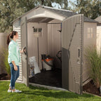 Lifetime 7��7 ft UV-Protected Plastic Storage Shed with Skylight & Double Doors