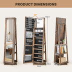360�� Swivel Jewelry Armoire, Standing Jewelry Organizer with Full Length Mirror