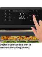 CHEFMAN Multifunctional Digital Air Fryer+ Rotisserie, Dehydrator, Convection Oven, 17 Touch Screen Presets Fry, Roast, Dehydrate, Bake, XL 10L Family Size, Auto Shutoff, Large Easy-View Window, Black