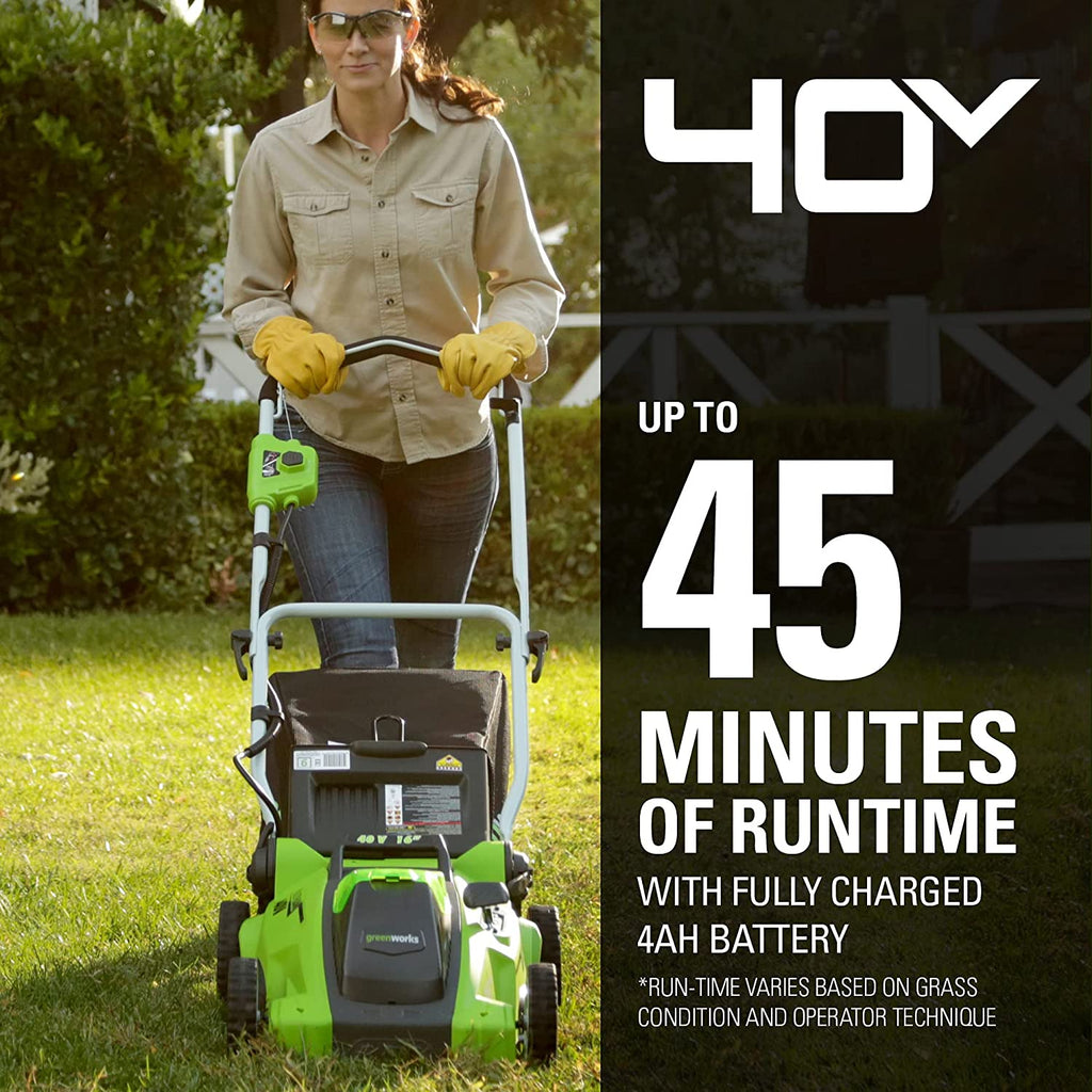 40V 16  Cordless Electric Lawn Mower, 4.0Ah Battery and Charger Included