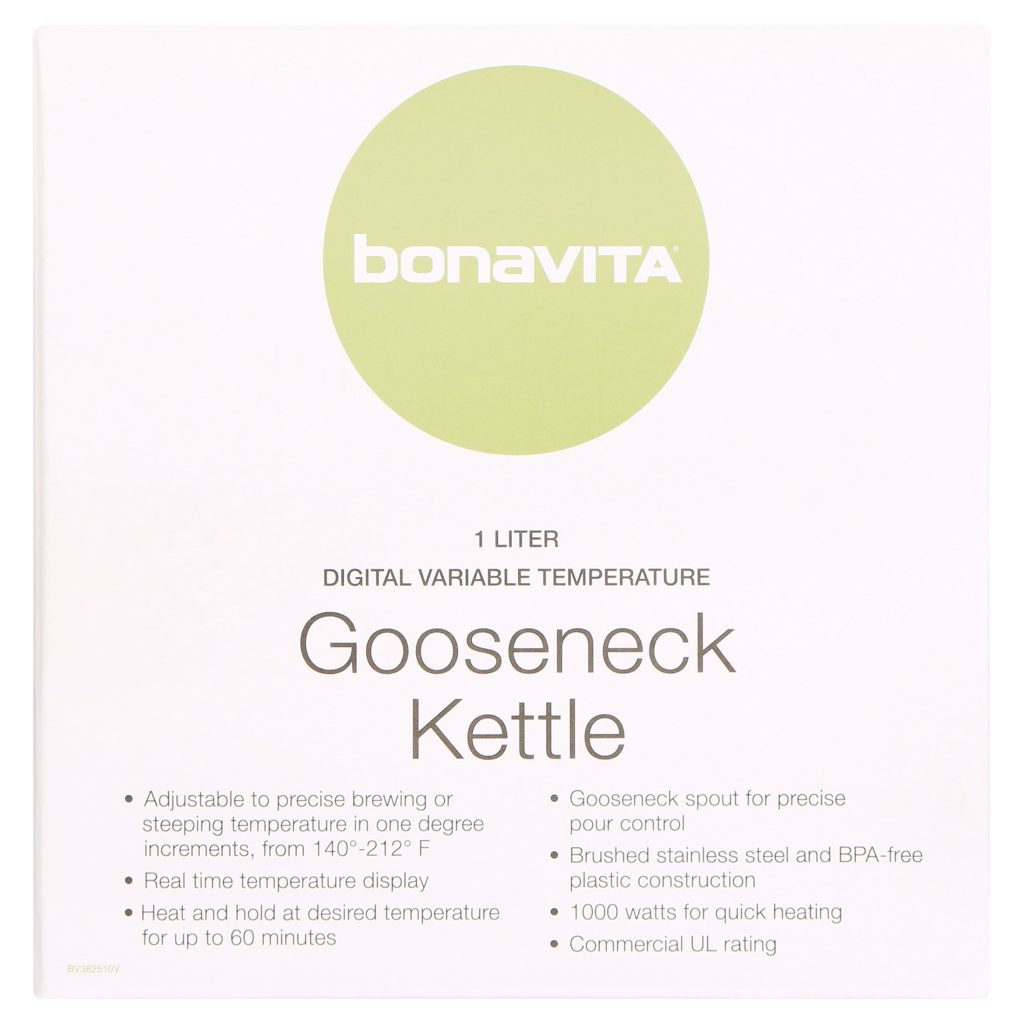 Bonavita 1.0L Variable Temperature Gooseneck Electric Kettle, Silver, 1000W, Precise Pour Control