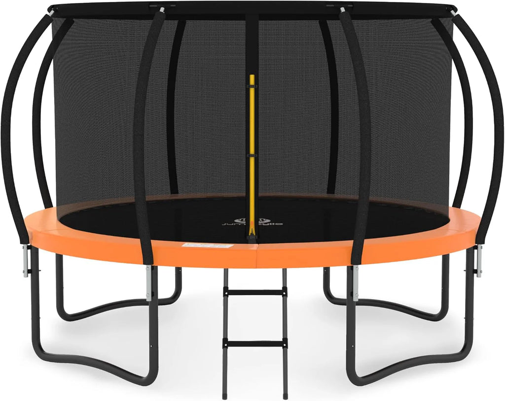 JUMPZYLLA Trampoline 8FT 10FT 12FT 14FT 15FT 16FT Trampoline with Enclosure - Recreational Trampolines with Ladder and AntiRust Coating, ASTM Approval Outdoor Trampoline for Kids