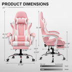 GTPLAYER Gaming Chair, Computer Chair with Footrest and Lumbar Support, Height Adjustable Game Chair with 360  -Swivel Seat and Headrest and for Office or Gaming (White)