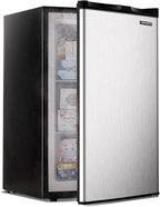 Upright freezer, 3.0 Cubic Feet, Single Door Compact Mini Freezer with Reversible Stainless Steel Door, Small freezer for Home/Dorms/Apartment/Office (Silver)