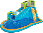 Banzai Inflatable Water Slide - Huge Kids Pool (14 Feet Long by 8 Feet High) with Built in Sprinkler Wave and Water Wall- Heavy Duty Summer Outdoor Fun