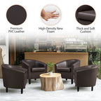 Renwick Faux Leather Barrel Accent Chair for Living Room, Set of 2, Black