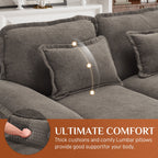 Wiilayok U Shaped Cloud Couch Modular Sectional Sofa 124" Extra Deep Fluffy Chenille Double Chaise Lounge, Central Console w/ Dual USB-C & A Ports, Storm Gray