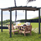 10 x 10 FT Patio Metal Pergola with Retractable Canopy Heavy-Duty Outdoor Pergola for Deck Backyard Garden