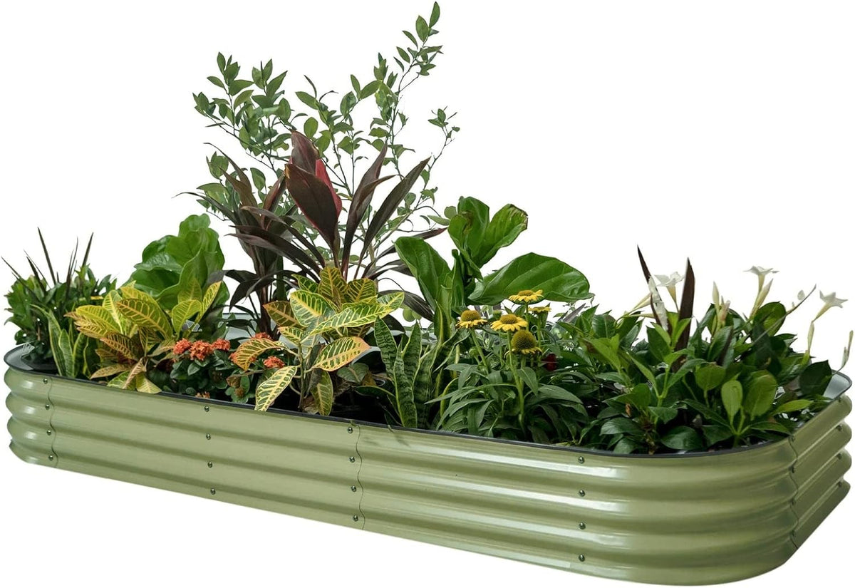 Garden Raised Garden Bed Kit, 11" Tall 10 in 1 Modular Raised Garden Beds Kit, Metal Planter Box for Vegetables, Flowers, Herbs, Morden Gray