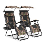 MoNiBloom Zero Gravity Chairs Set of 2, Folding Outdoor Patio Beach Recliner with Canopy Shade & Headrest, Black