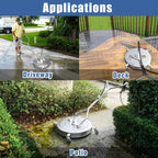 JANZ 24'' Pressure Washer Surface Cleaner with 4 Wheels Dual Handle Stainless Steel Housing  4 Replacement Nozzle Cores and 2 Hose Adapters Ideal for Driveways  Sidewalks Patios Decks Cleaning