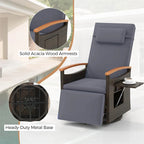 Outdoor Rattan 360�� Swivel Recliner Chair, Patio Wicker Chaise Lounge Chair with Adjustable Backrest & Footrest, Flip Side Table & Cushions