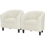 Renwick Faux Leather Barrel Accent Chair for Living Room, Set of 2, Black