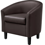 Renwick Faux Leather Barrel Accent Chair for Living Room, Set of 2, Black